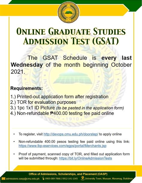 doorstep cmu|GRADUATE SCHOOL ADMISSION TEST (GSAT) – Central .